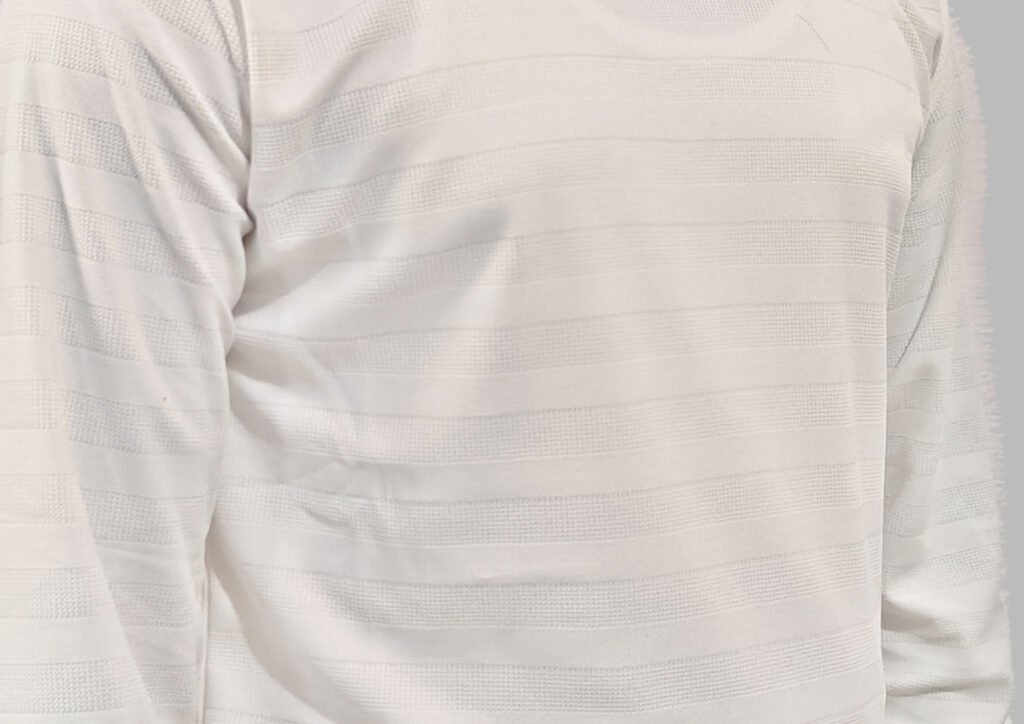 fabric close-up of white full sleeve cotton t-shirt soft breathable cotton