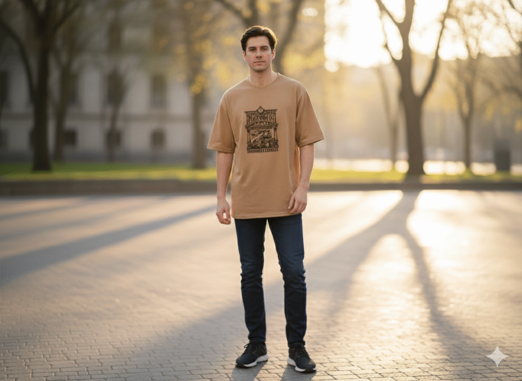 Men’s Oversized Hogwarts Express T-Shirt | Premium Streetwear – Trisholic high-quality print close-up