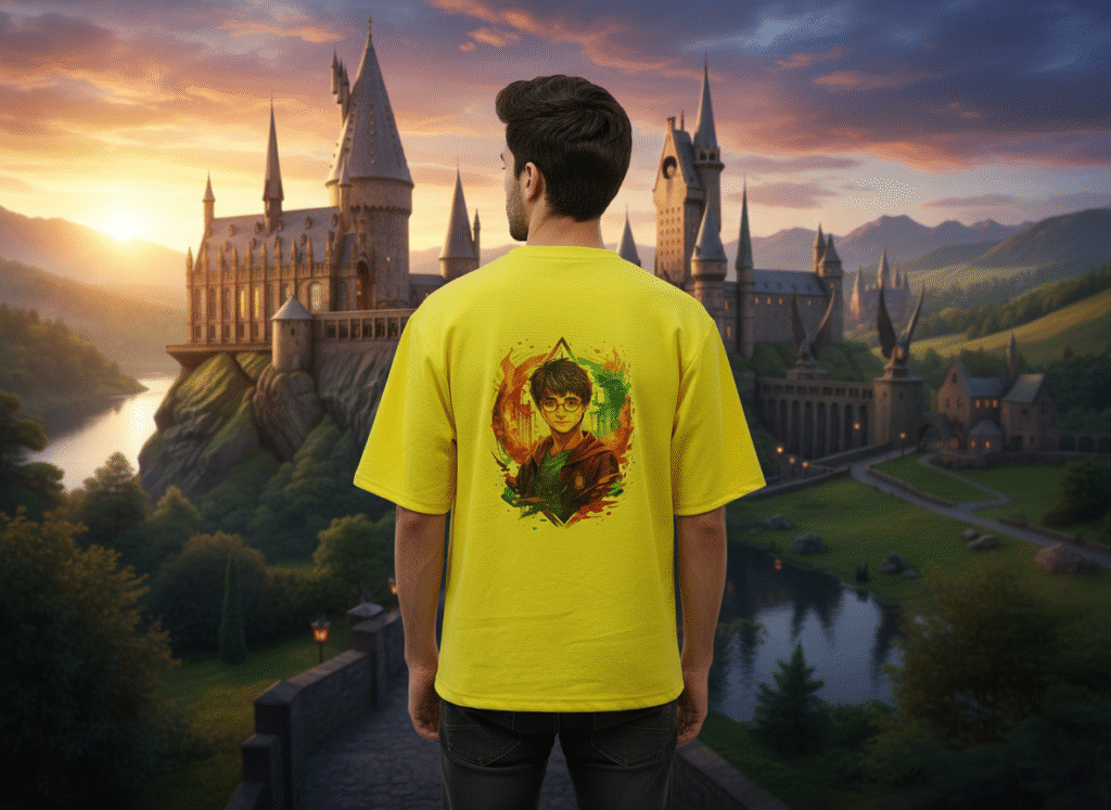 Back design of Gryffindor Yellow Color Harry Potter Stylish Oversize T-Shirt