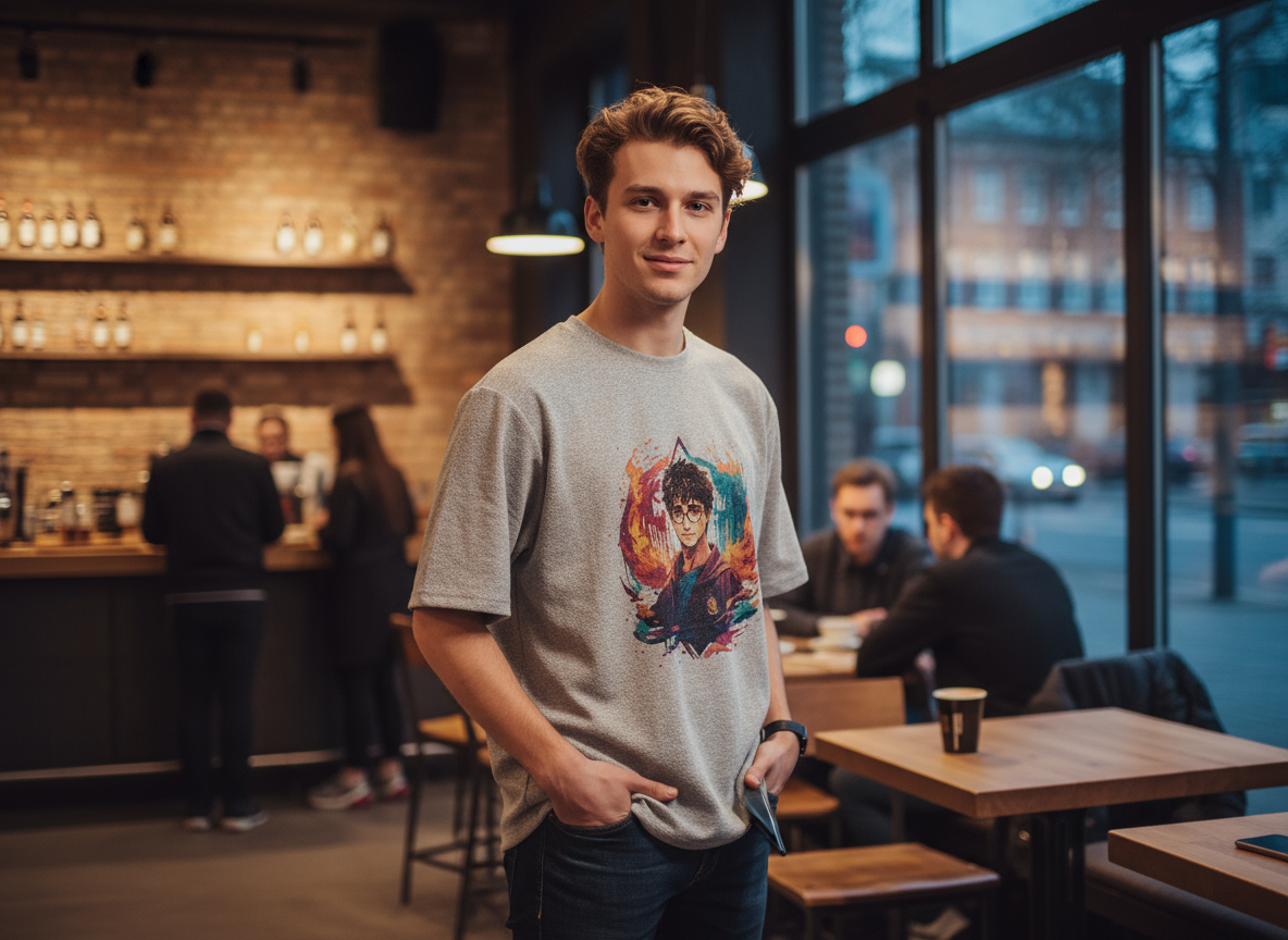 Folded Harry Potter Gryffindor Oversized Tee with Trisholic branding