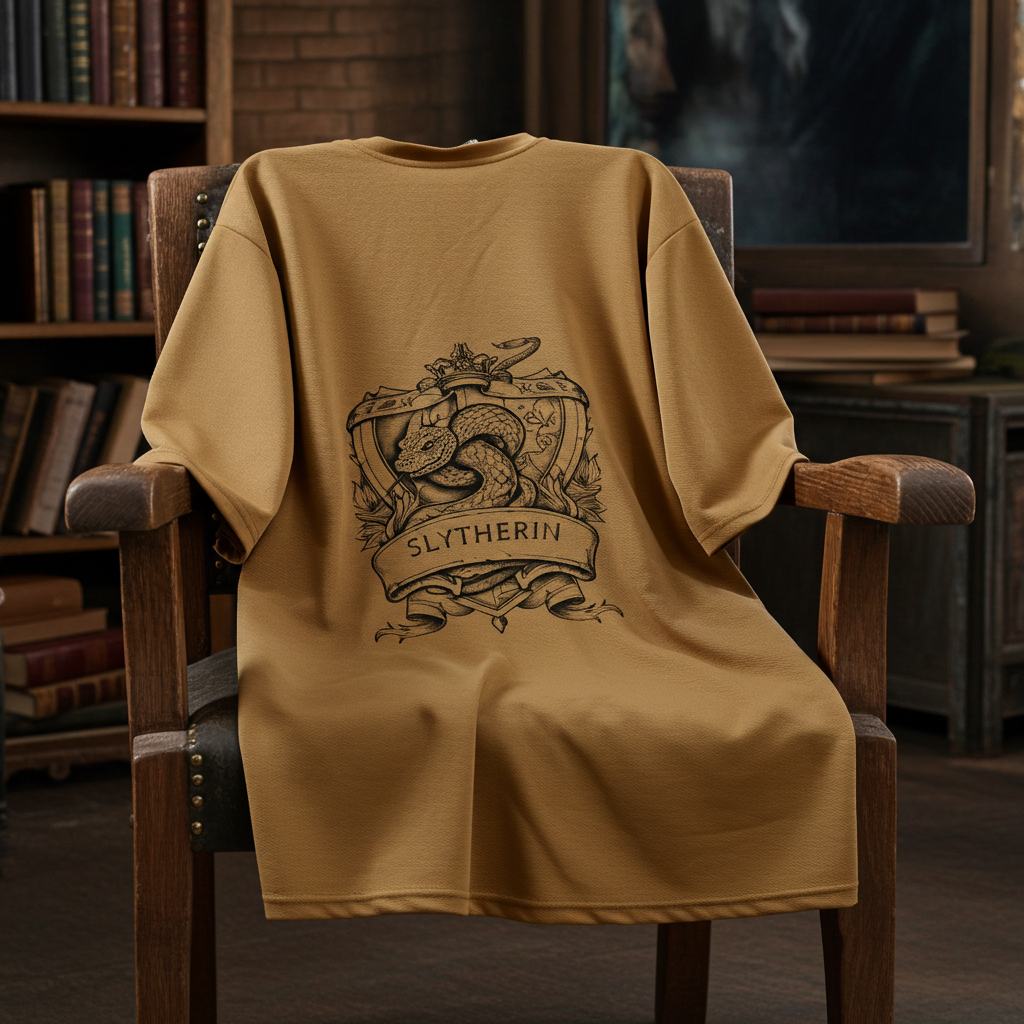 Collar stitching closeup of premium oversized harry potter themed t-shirt