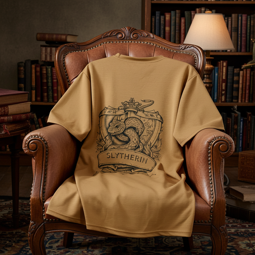 Oversized Slytherin harry potter T-shirt side profile in relaxed fit
