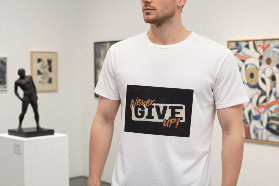 White Slim Fit Motivational T-Shirt Fabric Quality Shot